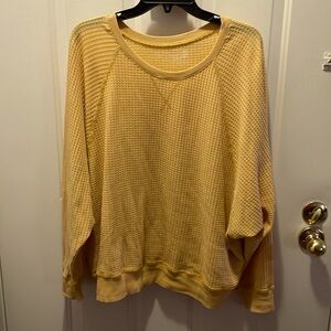Mustard waffle blouse